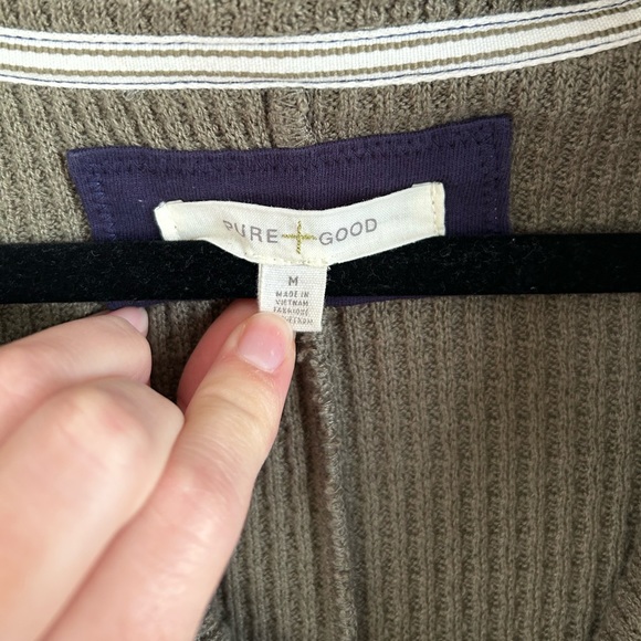 Anthropologie | Pure+Good Cowlneck Waffle Knit Olive Green Tunic Sweater - Picture 10 of 12